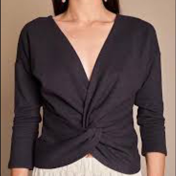 Express Tye Knot V Black Sweater Soft Comfy Sexy Size Med - Picture 1 of 11